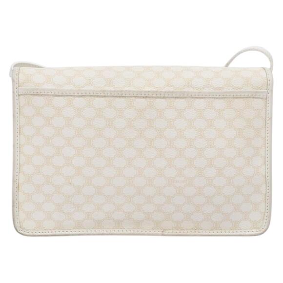 CELINE Macadam Canvas Shoulder Bag Pvc Leather White Gold - Picture 3 of 12